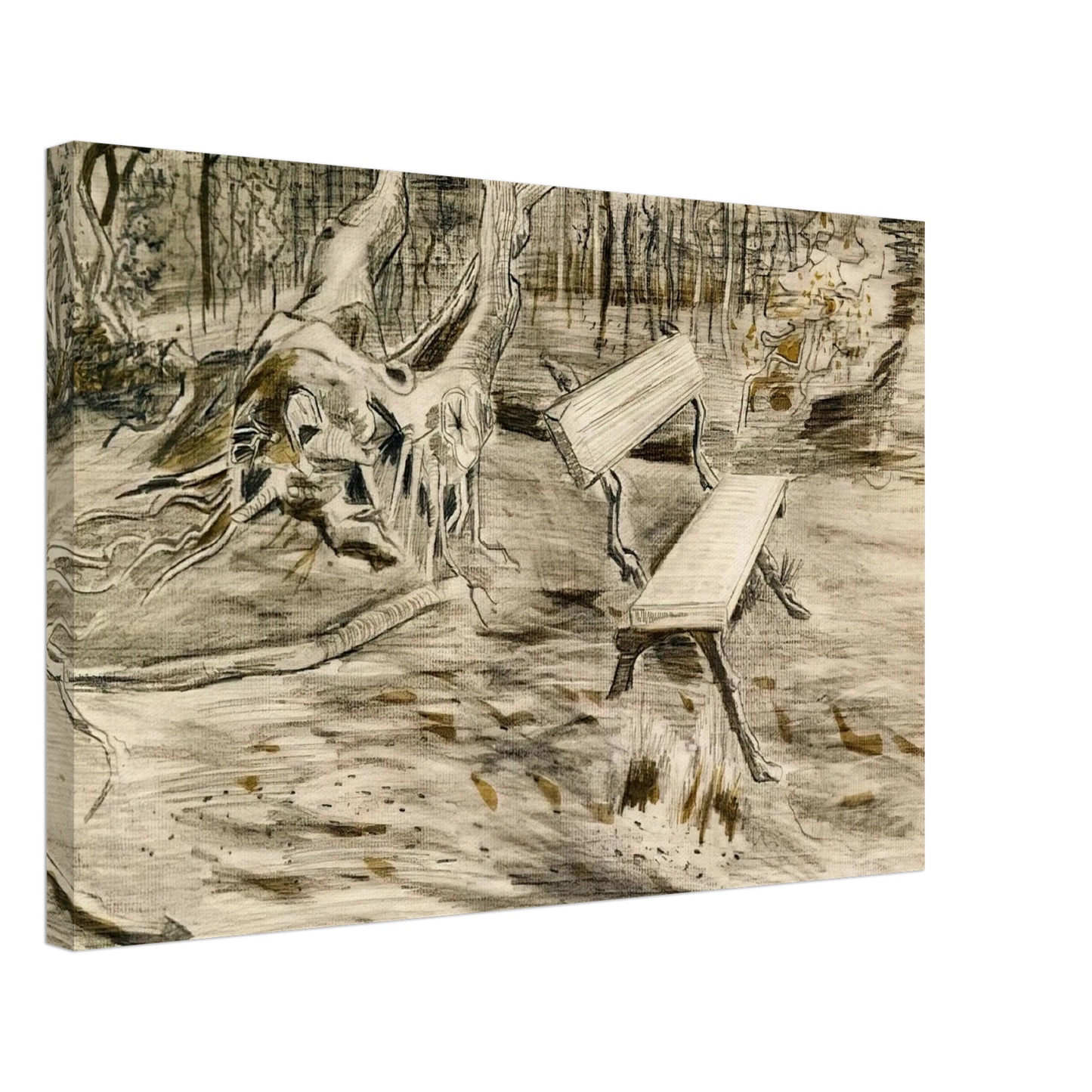 Vincent van Gogh - The Bench Canvas - 40x60 cm / 16x24 inches-canvas