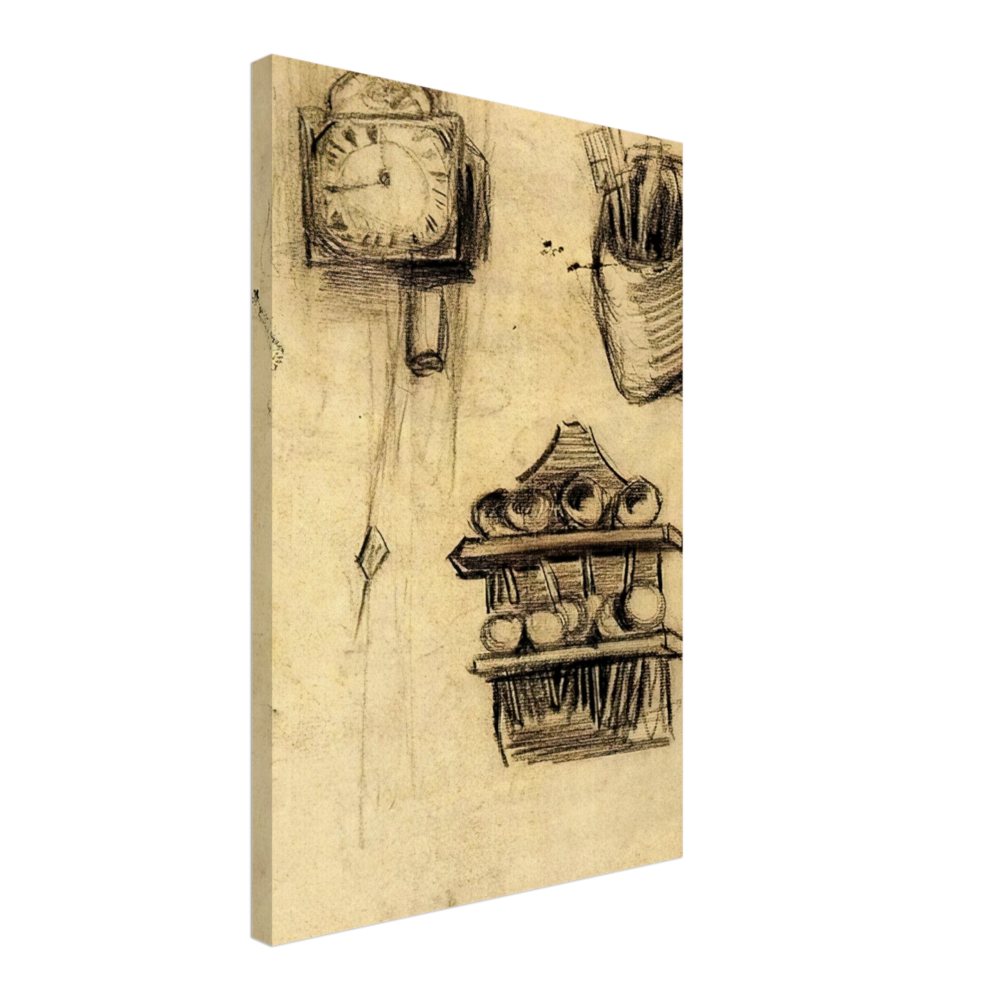 Vincent van Gogh - Clock, Clog with Cutlery and a Spoon Rack Canvas - 70x100 cm / 28x40 inches-canvas