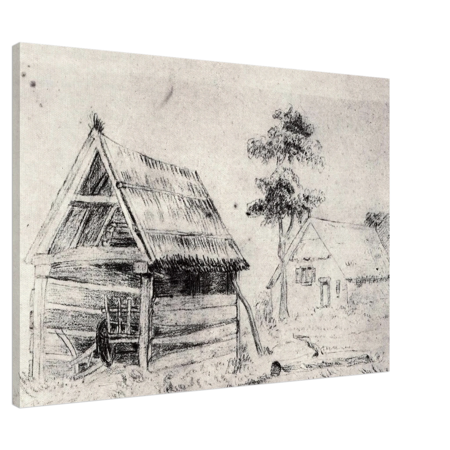 Vincent van Gogh - Barn and Farmhouse Canvas - 20x30 cm / 8x12 inches-canvas