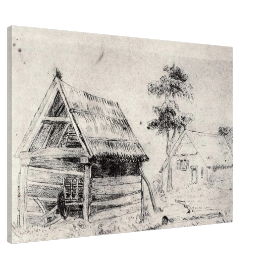 Vincent van Gogh - Barn and Farmhouse Canvas - 20x30 cm / 8x12 inches-canvas