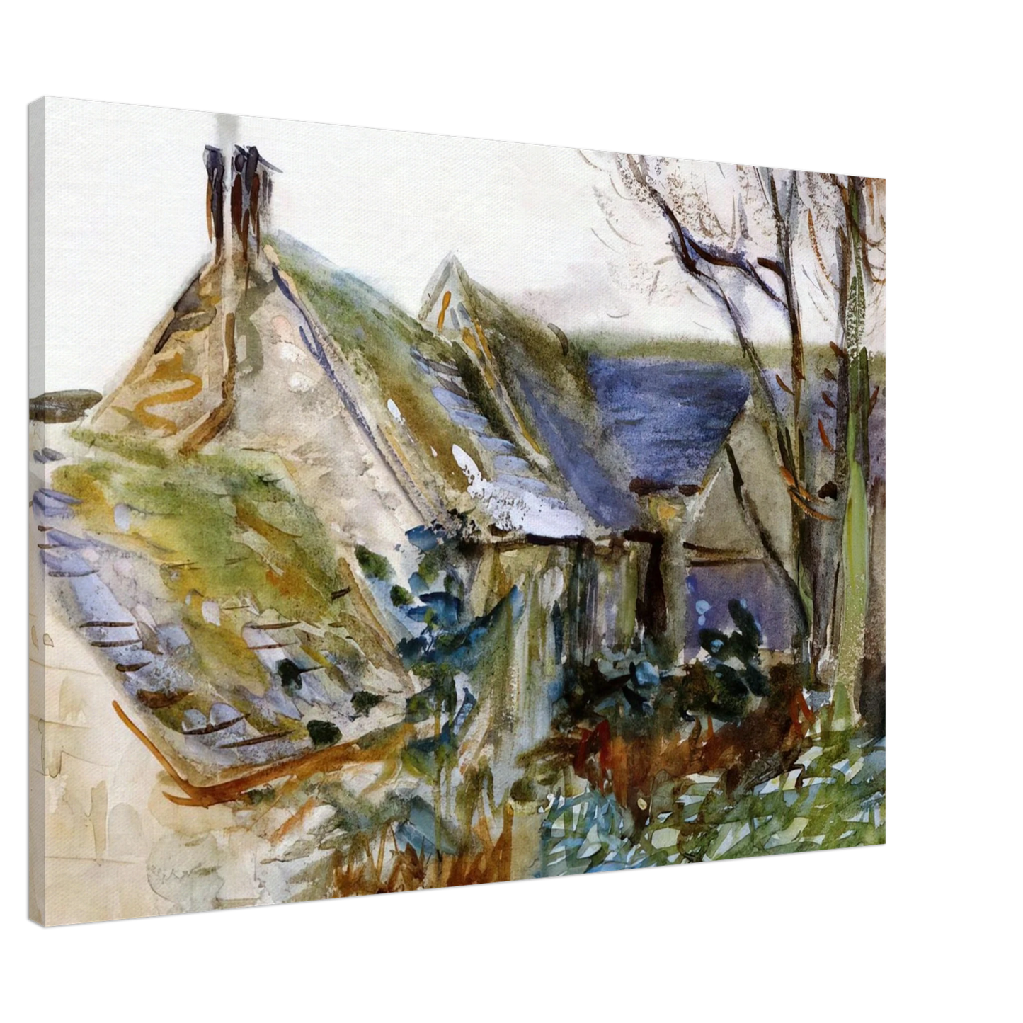 John Singer Sargent - Cottage at Fairford, Gloucestershire Canvas - 20x30 cm / 8x12 inches-canvas