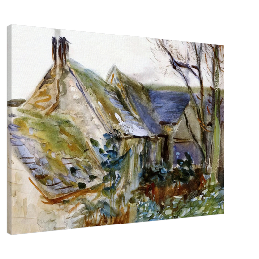 John Singer Sargent - Cottage at Fairford, Gloucestershire Canvas - 20x30 cm / 8x12 inches-canvas
