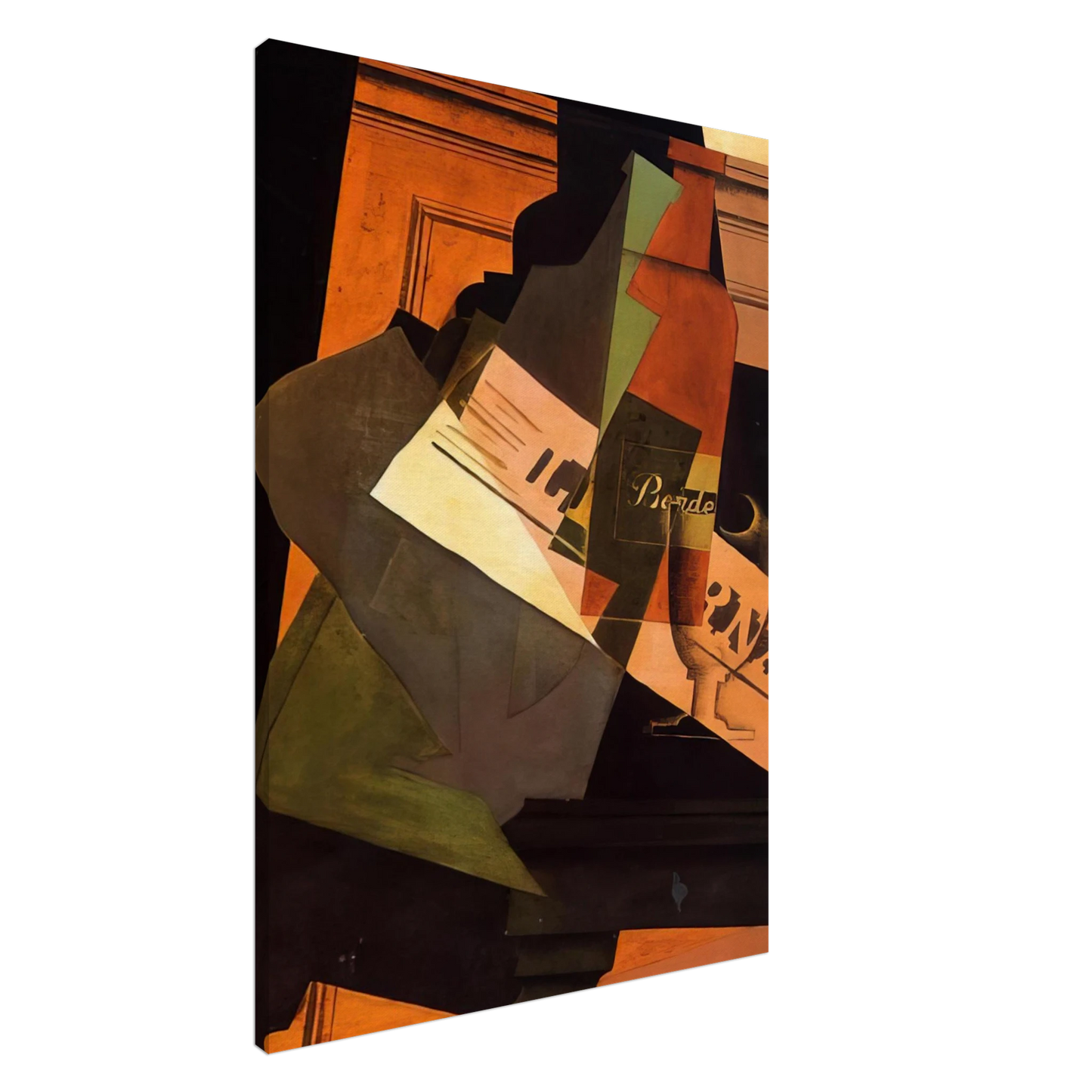 Juan Gris - BOTTLE GLASS AND NEWSPAPER Canvas - 20x30 cm / 8x12 inches-canvas