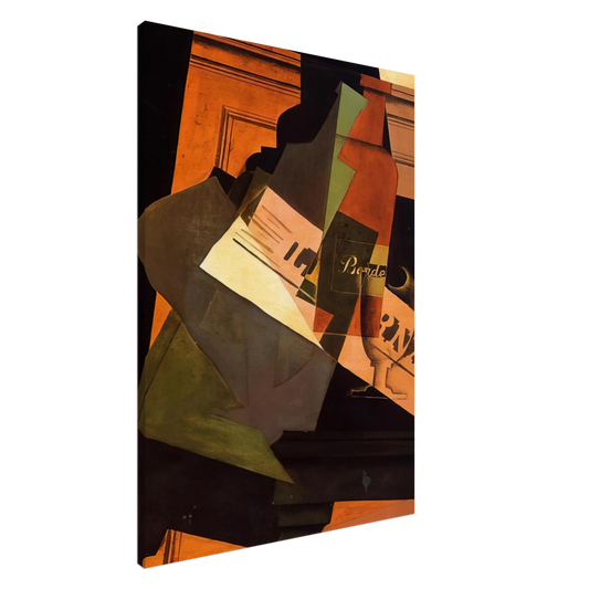 Juan Gris - BOTTLE GLASS AND NEWSPAPER Canvas - 20x30 cm / 8x12 inches-canvas