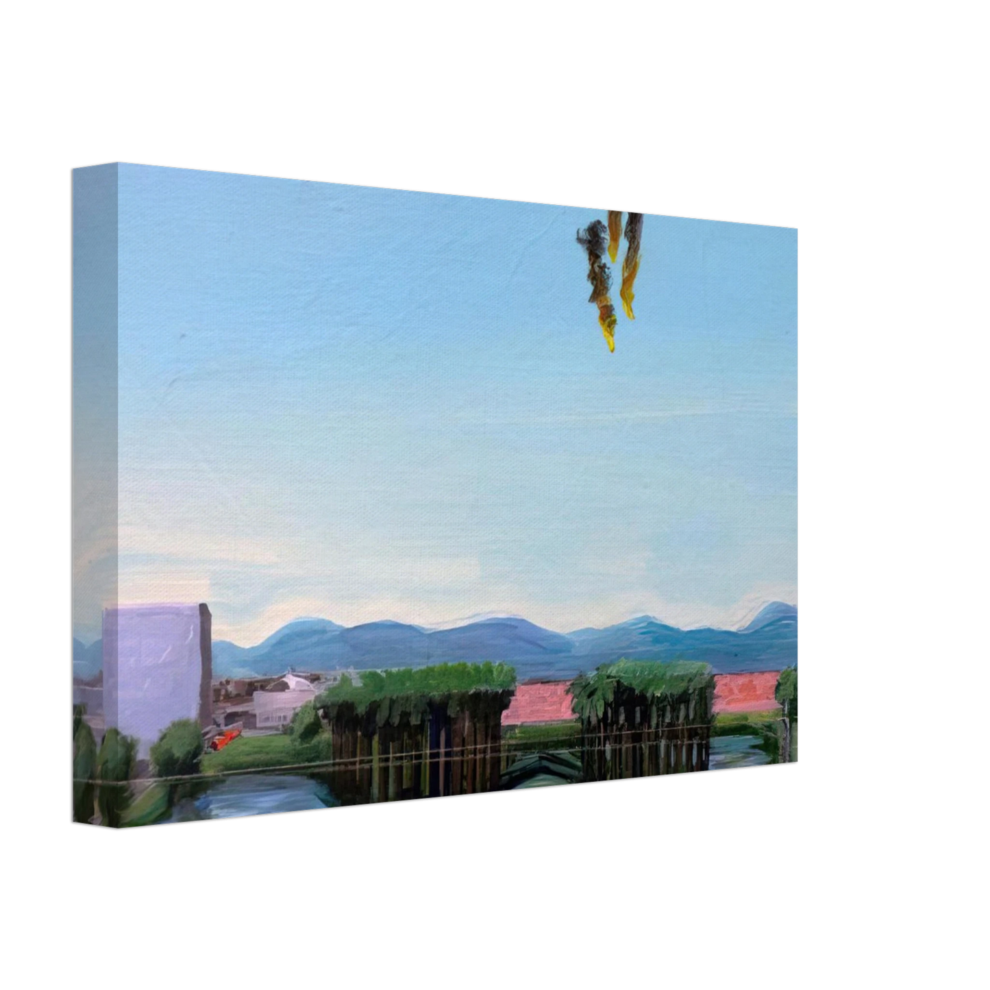 Carlos Almaraz - Echo Park Falling Angels - 1974 Canvas - 40x60 cm / 16x24 inches-canvas