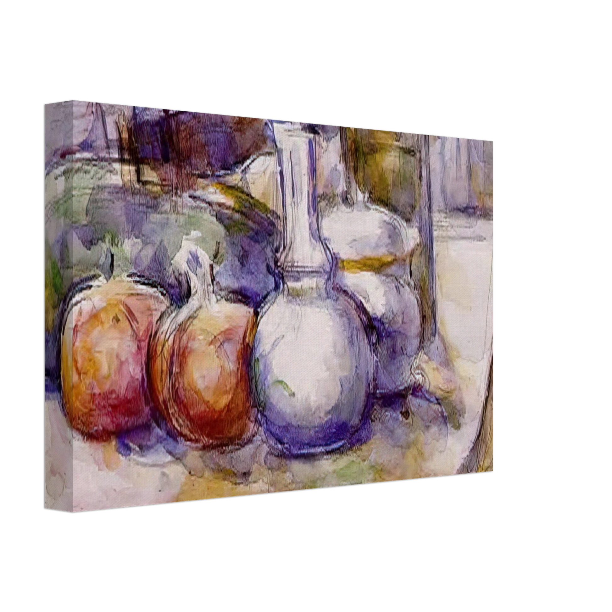 Paul Cezanne - Still Life with Carafe, Sugar Bowl, Bottle, Pommegranates and Watermelon Canvas - 40x60 cm / 16x24 inches-canvas