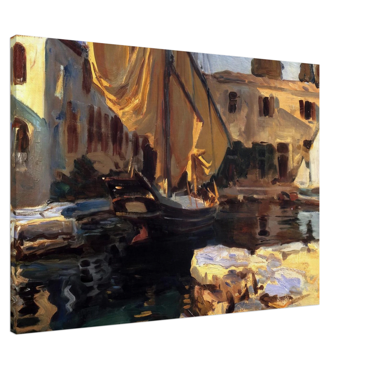 John Singer Sargent - San Vigilio. A Boat with Golden Sail Canvas - 20x30 cm / 8x12 inches-canvas