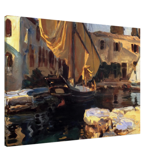 John Singer Sargent - San Vigilio. A Boat with Golden Sail Canvas - 20x30 cm / 8x12 inches-canvas