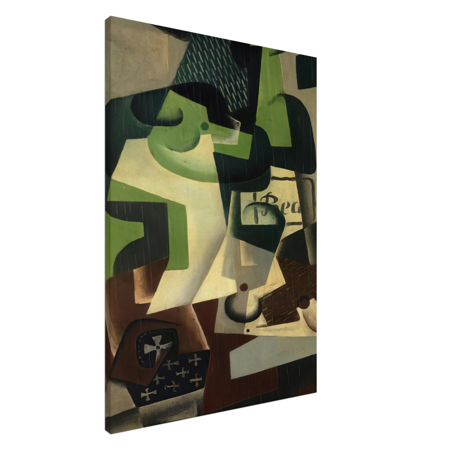 Juan Gris - BOTTLE OF BEAUNE AND A FRUIT DISH 1917 Canvas - 20x30 cm / 8x12 inches-canvas