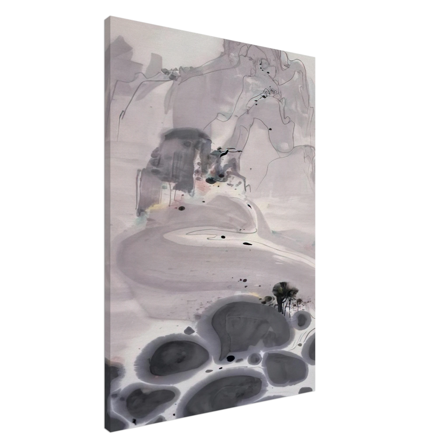 Wu Guanzhong - Mountains High and Streams Eternal - 1986 Canvas - 20x30 cm / 8x12 inches-canvas