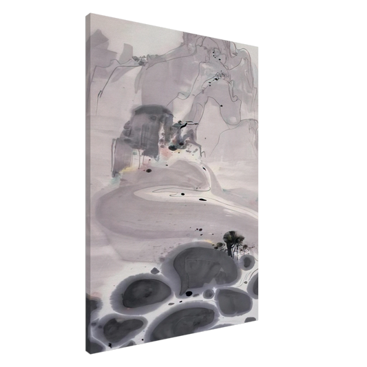 Wu Guanzhong - Mountains High and Streams Eternal - 1986 Canvas - 20x30 cm / 8x12 inches-canvas