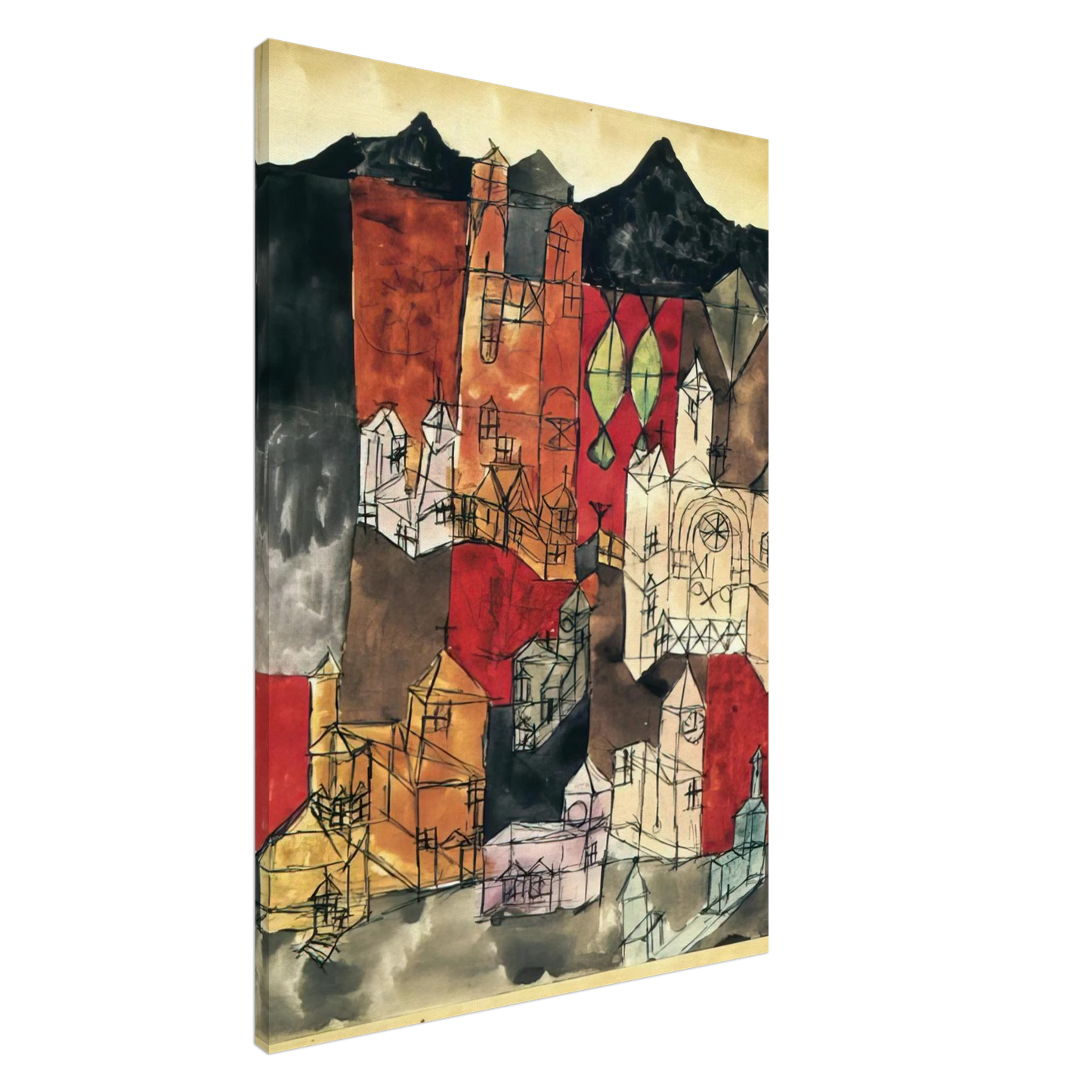 Paul Klee - CITY OF CHURCHES 1918 Canvas - 20x30 cm / 8x12 inches-canvas