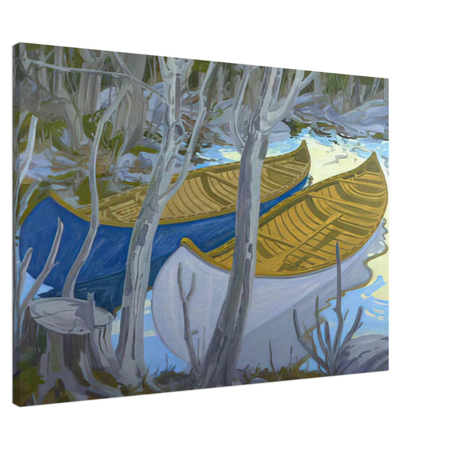 Neil Welliver - Two Canoes - Contemporary Realism Canvas - 20x30 cm / 8x12 inches-canvas