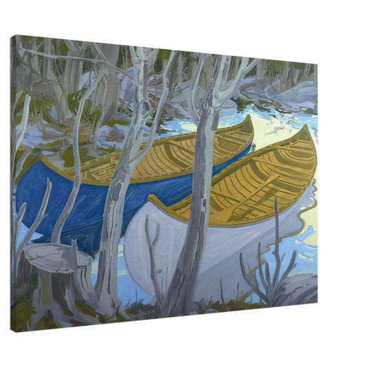 Neil Welliver - Two Canoes - Contemporary Realism Canvas - 20x30 cm / 8x12 inches-canvas