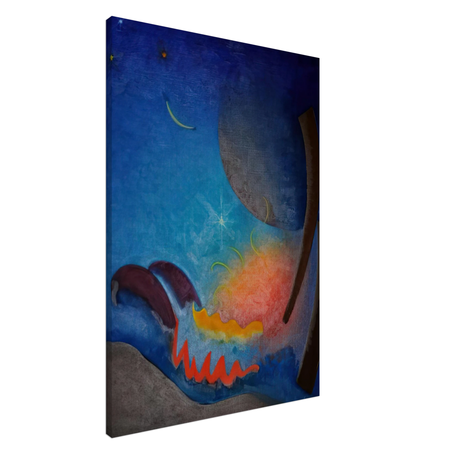 Agnes Lawrence Pelton - Night Fires - Precisionism Canvas - 20x30 cm / 8x12 inches-canvas