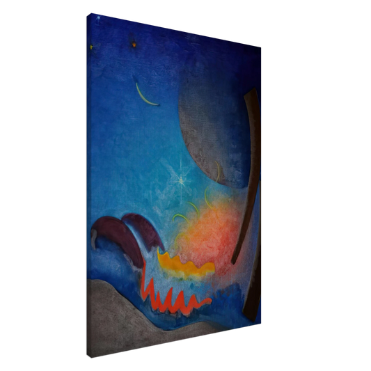 Agnes Lawrence Pelton - Night Fires - Precisionism Canvas - 20x30 cm / 8x12 inches-canvas