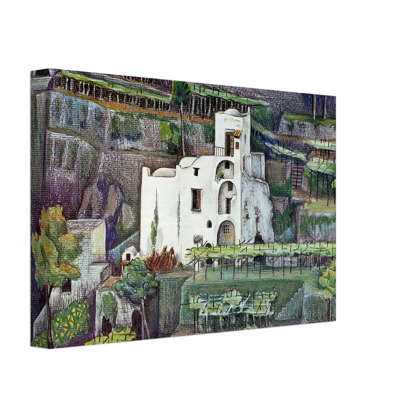 MC Escher - FARMHOUSE RAVELLO COLOUR Canvas - 40x60 cm / 16x24 inches-canvas