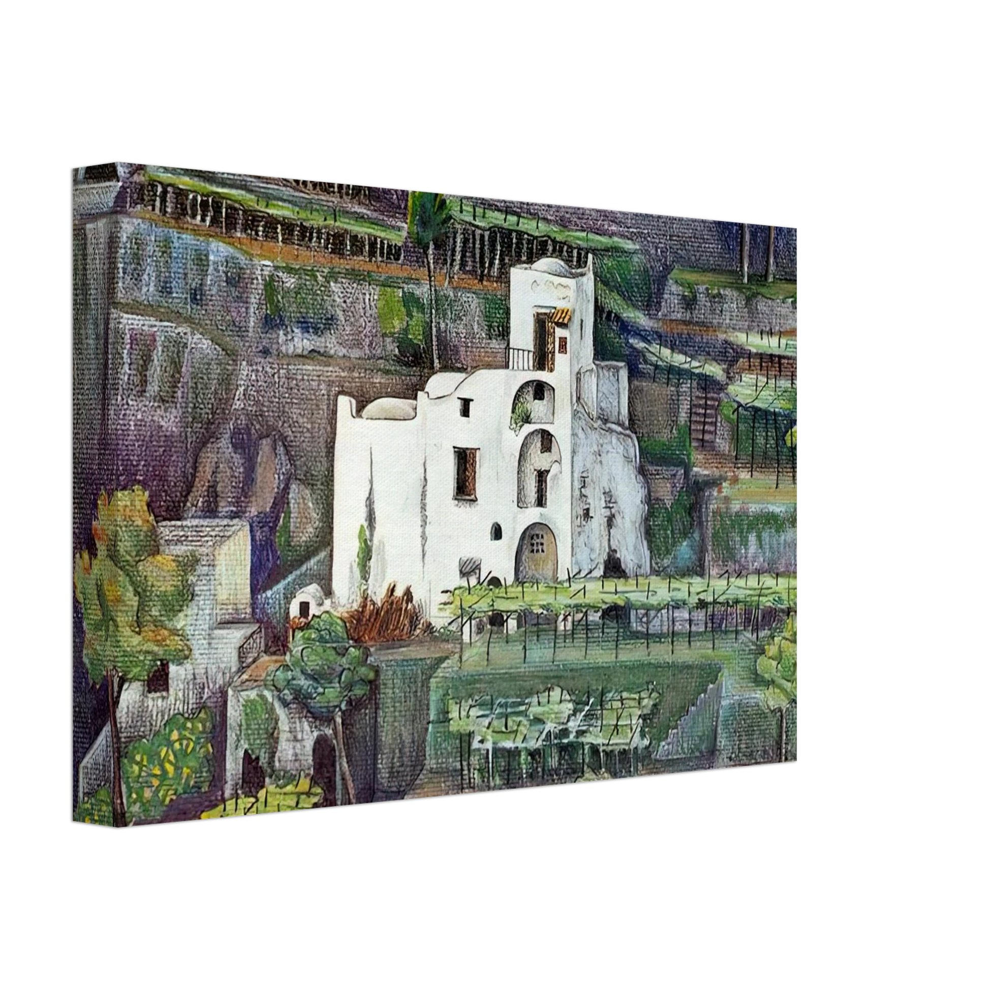 MC Escher - FARMHOUSE RAVELLO COLOUR Canvas - 40x60 cm / 16x24 inches-canvas