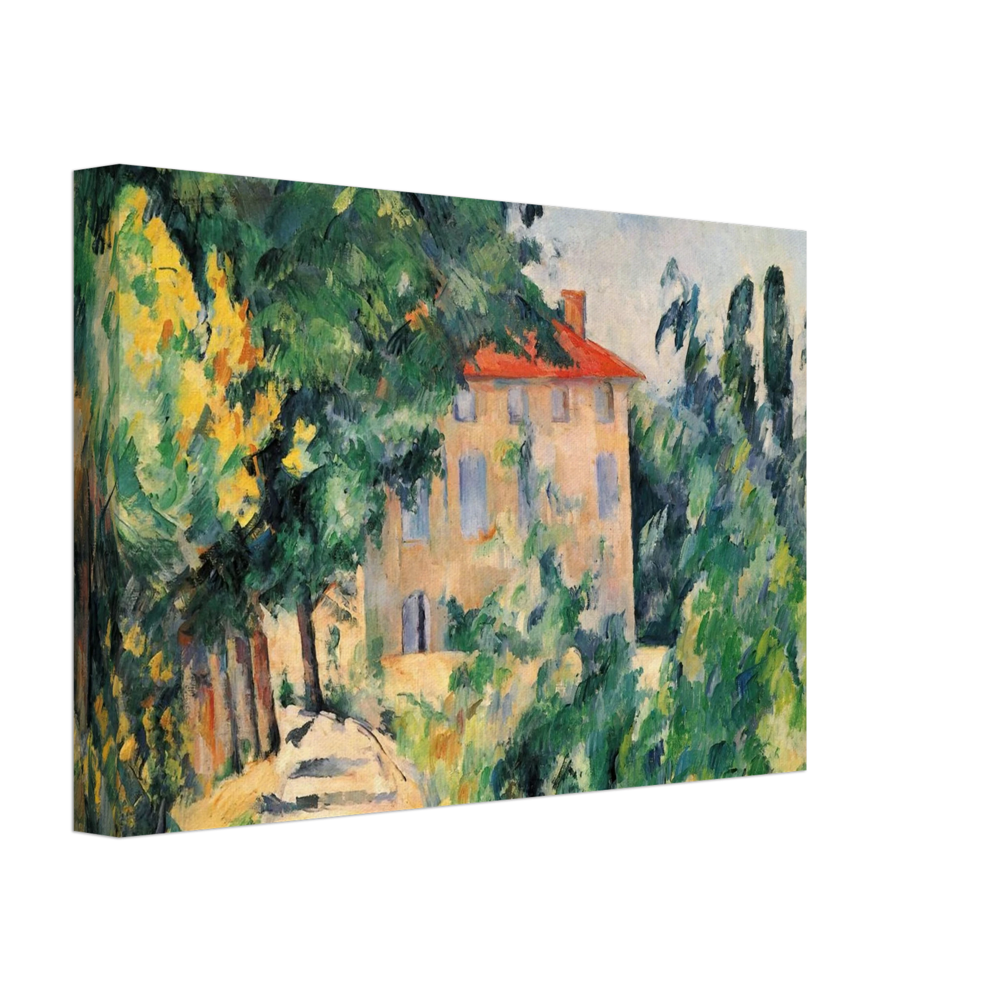 Paul Cezanne - House with Red Roof Canvas - 70x100 cm / 28x40 inches-canvas