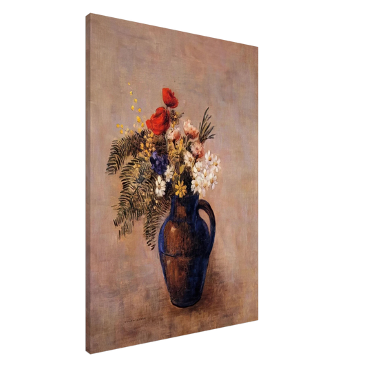 Odilon Redon - BOUQUET OF FLOWERS IN A BLUE VASE Canvas - 20x30 cm / 8x12 inches-canvas