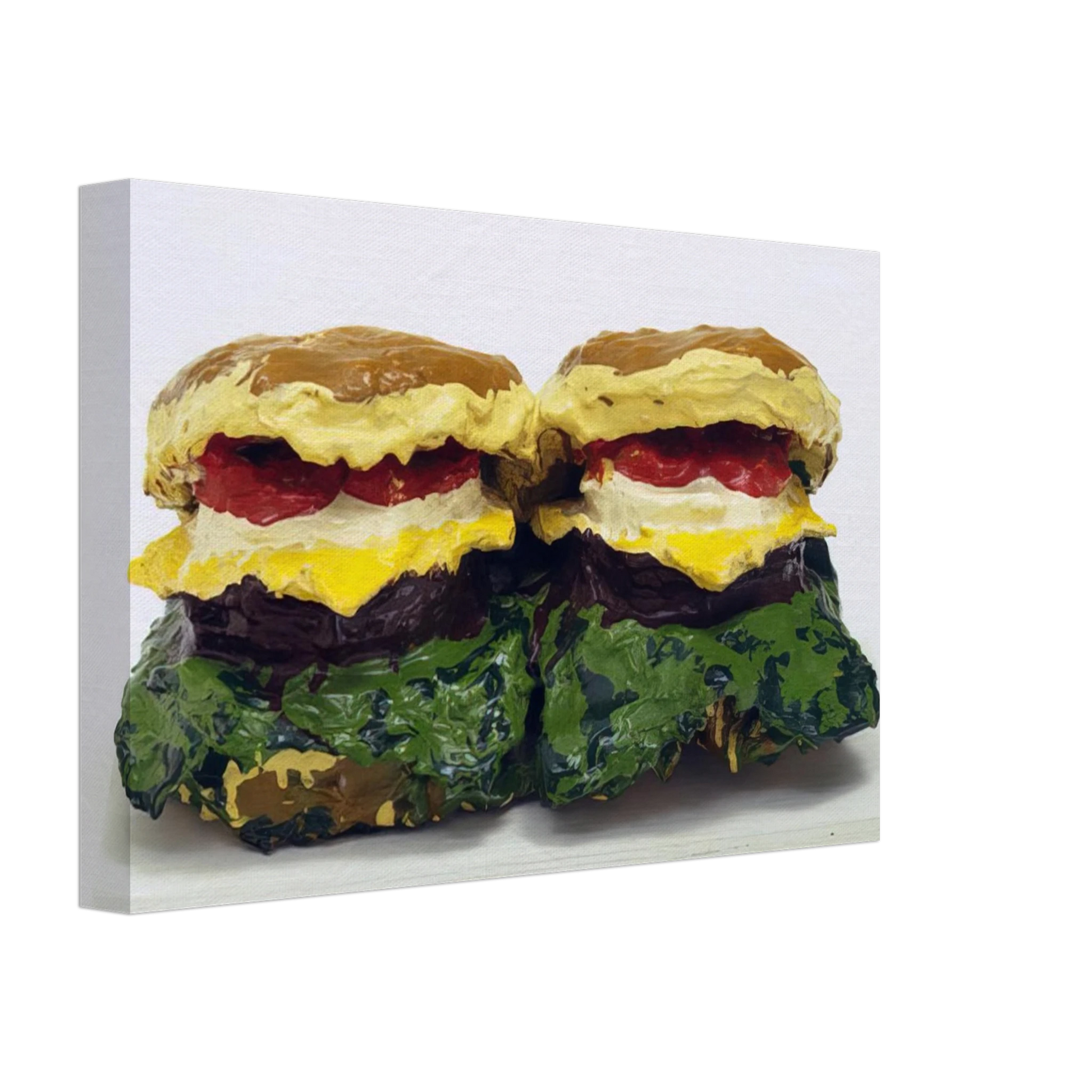 Claes Oldenburg - TWO CHEESEBURGERS WITH EVERYTHING DUAL HAMBURGERS 1962 Canvas - 40x60 cm / 16x24 inches-canvas