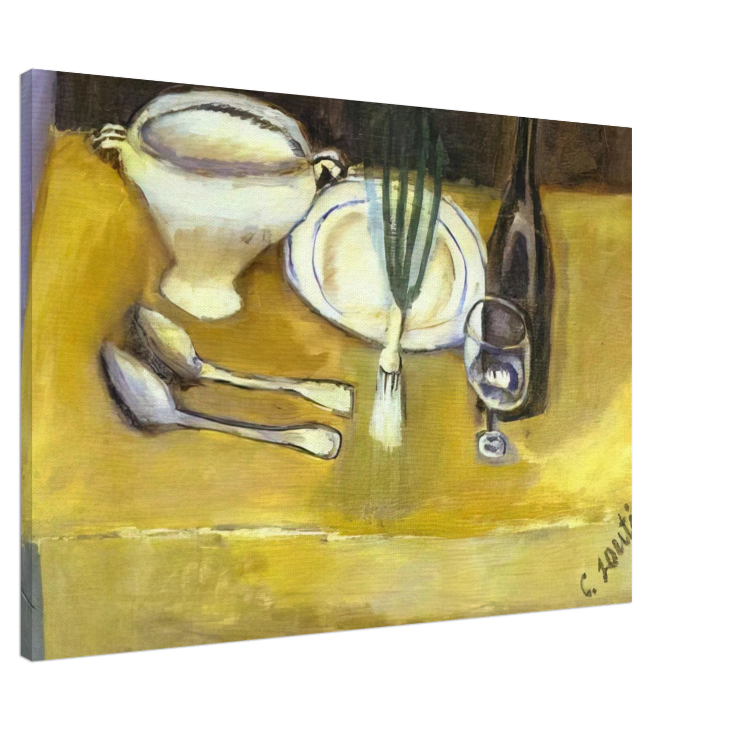 Chaim Soutine - STILL LIFE WITH SOUP TUREEN Canvas - 20x30 cm / 8x12 inches-canvas