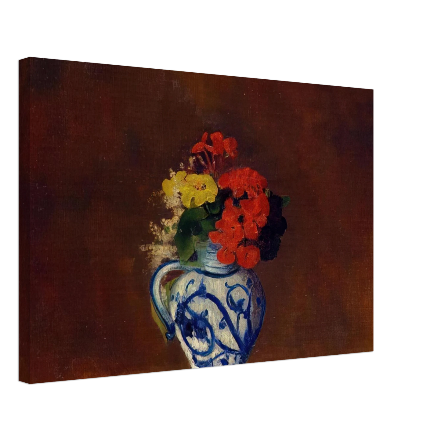 Odilon Redon - GERANIUMS AND OTHER FLOWERS IN A STONEWARE VASE Canvas - 70x100 cm / 28x40 inches-canvas