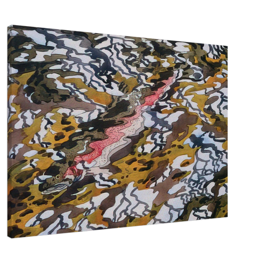 Neil Welliver - Trout and Reflected Tree - 1985 Canvas - 20x30 cm / 8x12 inches-canvas