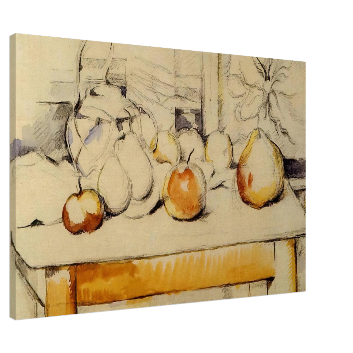 Paul Cezanne - Pot of Ginger and Fruits on a Table Canvas - 20x30 cm / 8x12 inches-canvas