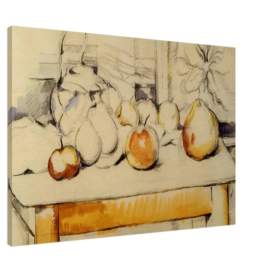 Paul Cezanne - Pot of Ginger and Fruits on a Table Canvas - 20x30 cm / 8x12 inches-canvas