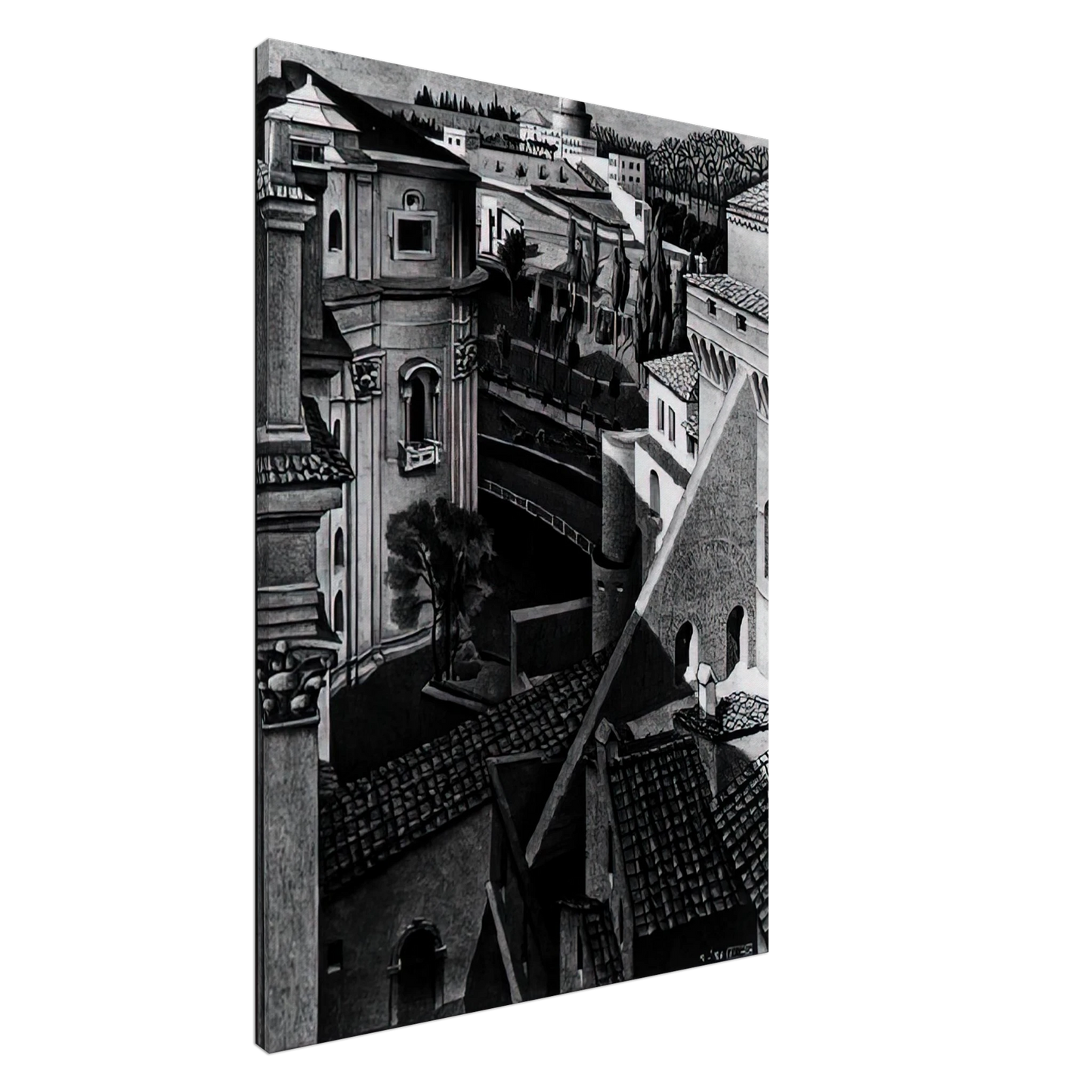 MC Escher - BERWEEN ST PETER AND SISTINE CHAPEL MARCH 1936 1936 Canvas - 20x30 cm / 8x12 inches-canvas