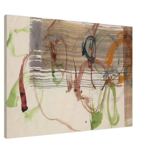 John Cage - New River Watercolor, Series I, No. 3 - 1988 Canvas - 20x30 cm / 8x12 inches-canvas