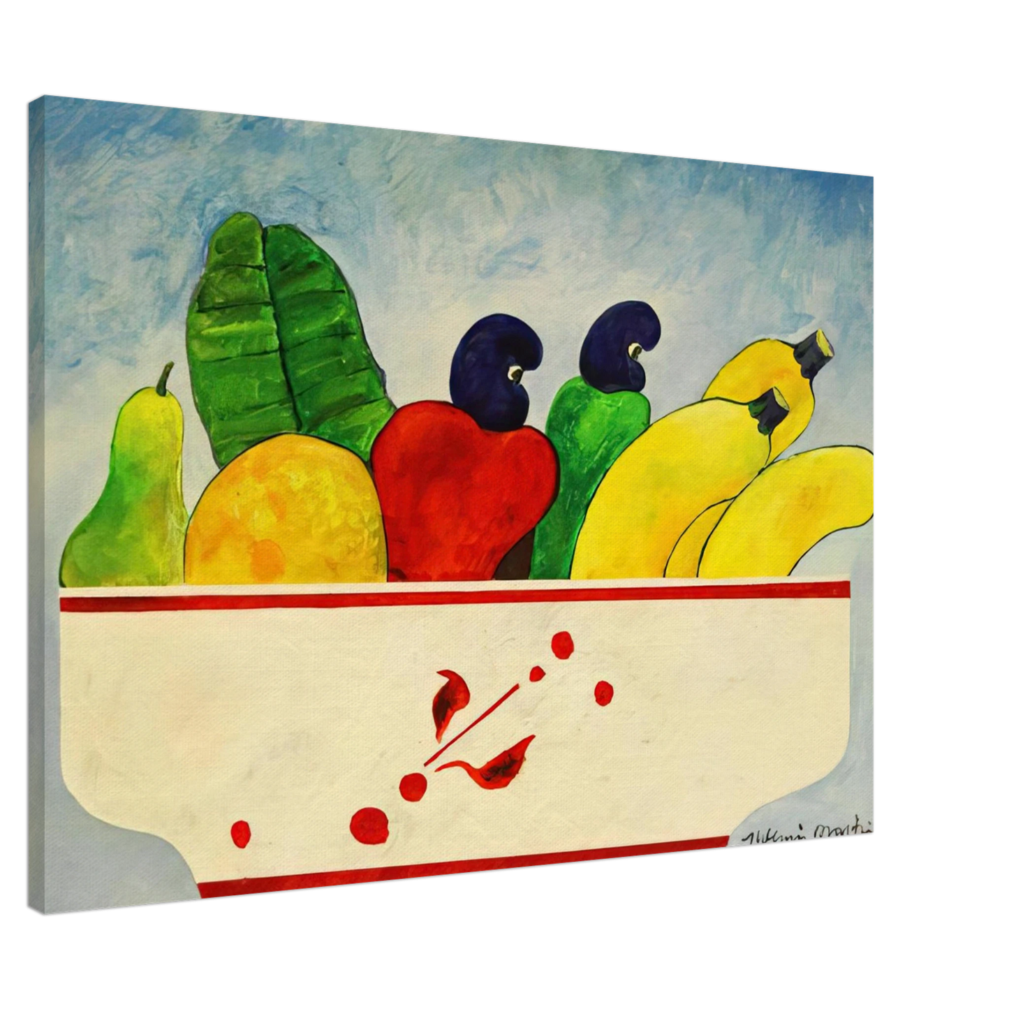 Aldemir Martins - Cesta Com Frutas - 1998 Canvas - 20x30 cm / 8x12 inches-canvas