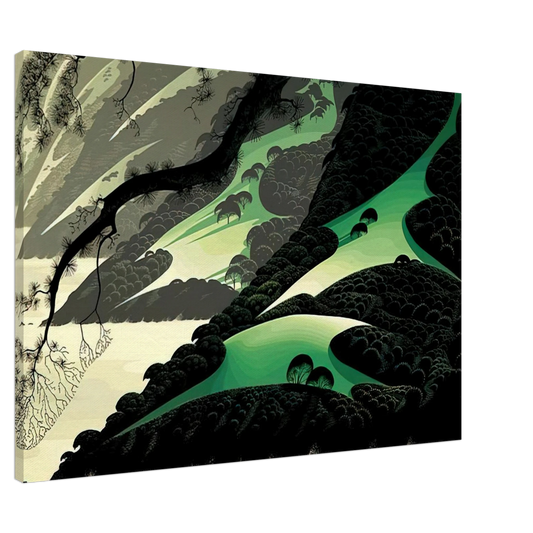 Eyvind Earle - Green Big Sur Canvas - 20x30 cm / 8x12 inches-canvas