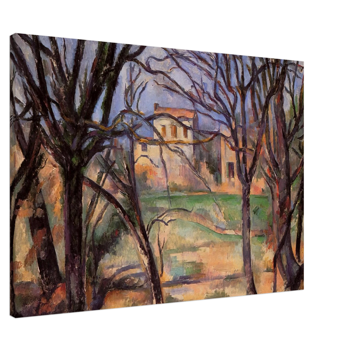 Paul Cezanne - Trees and houses Canvas - 20x30 cm / 8x12 inches-canvas