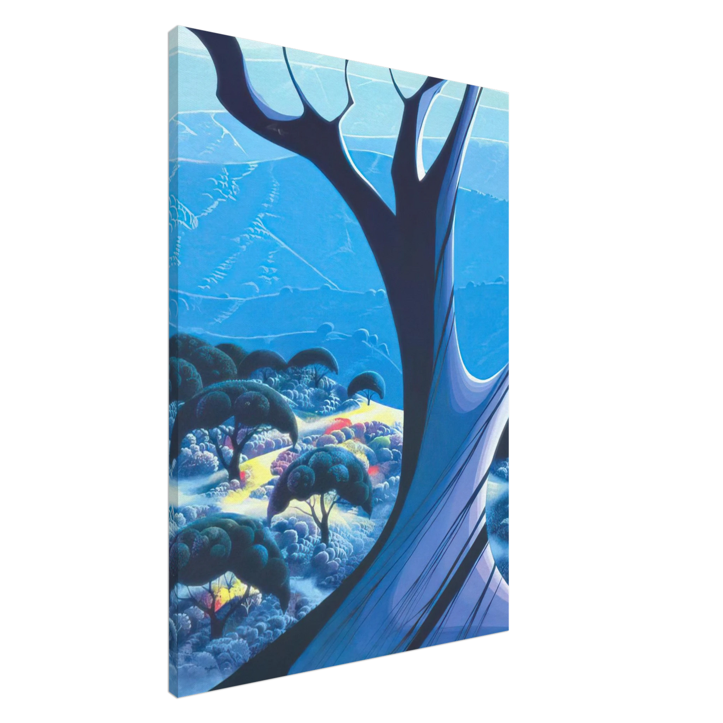 Eyvind Earle - Purple Treeand Mountains Canvas - 20x30 cm / 8x12 inches-canvas