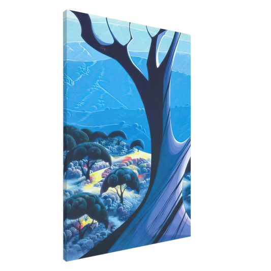 Eyvind Earle - Purple Treeand Mountains Canvas - 20x30 cm / 8x12 inches-canvas