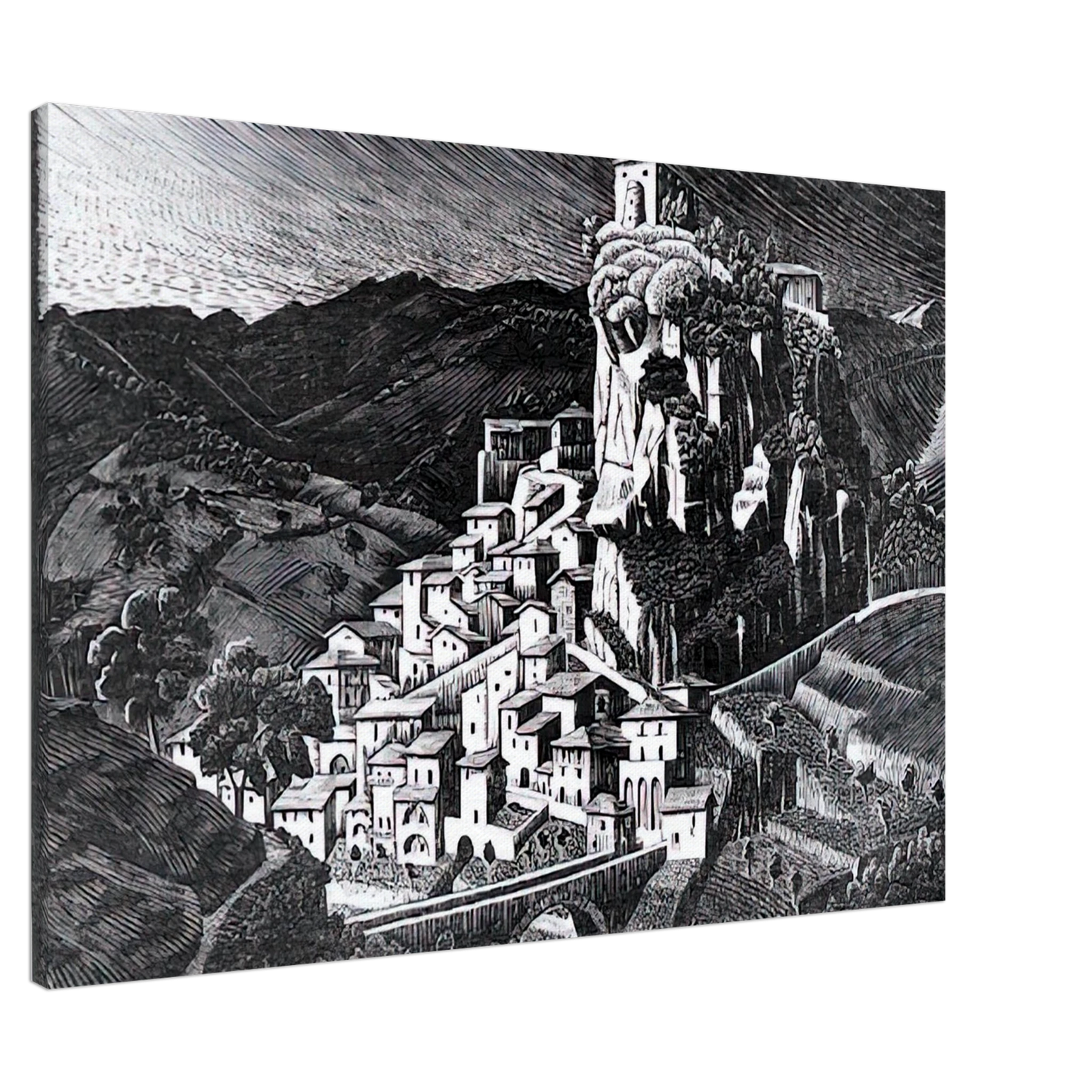 MC Escher - PALIZZI CALABRIA OCTOBER 1930 1930 Canvas - 20x30 cm / 8x12 inches-canvas