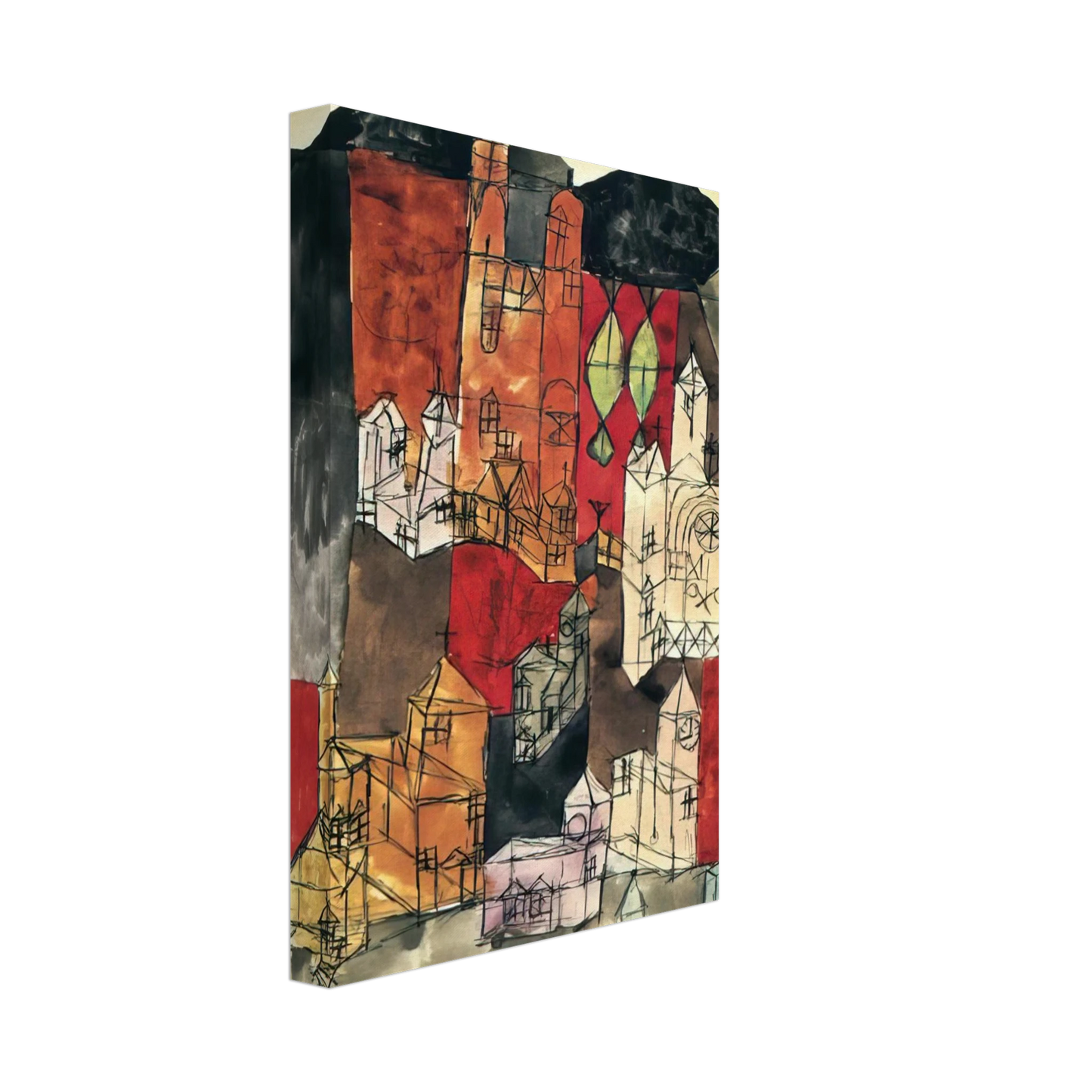 Paul Klee - CITY OF CHURCHES 1918 Canvas - 40x60 cm / 16x24 inches-canvas