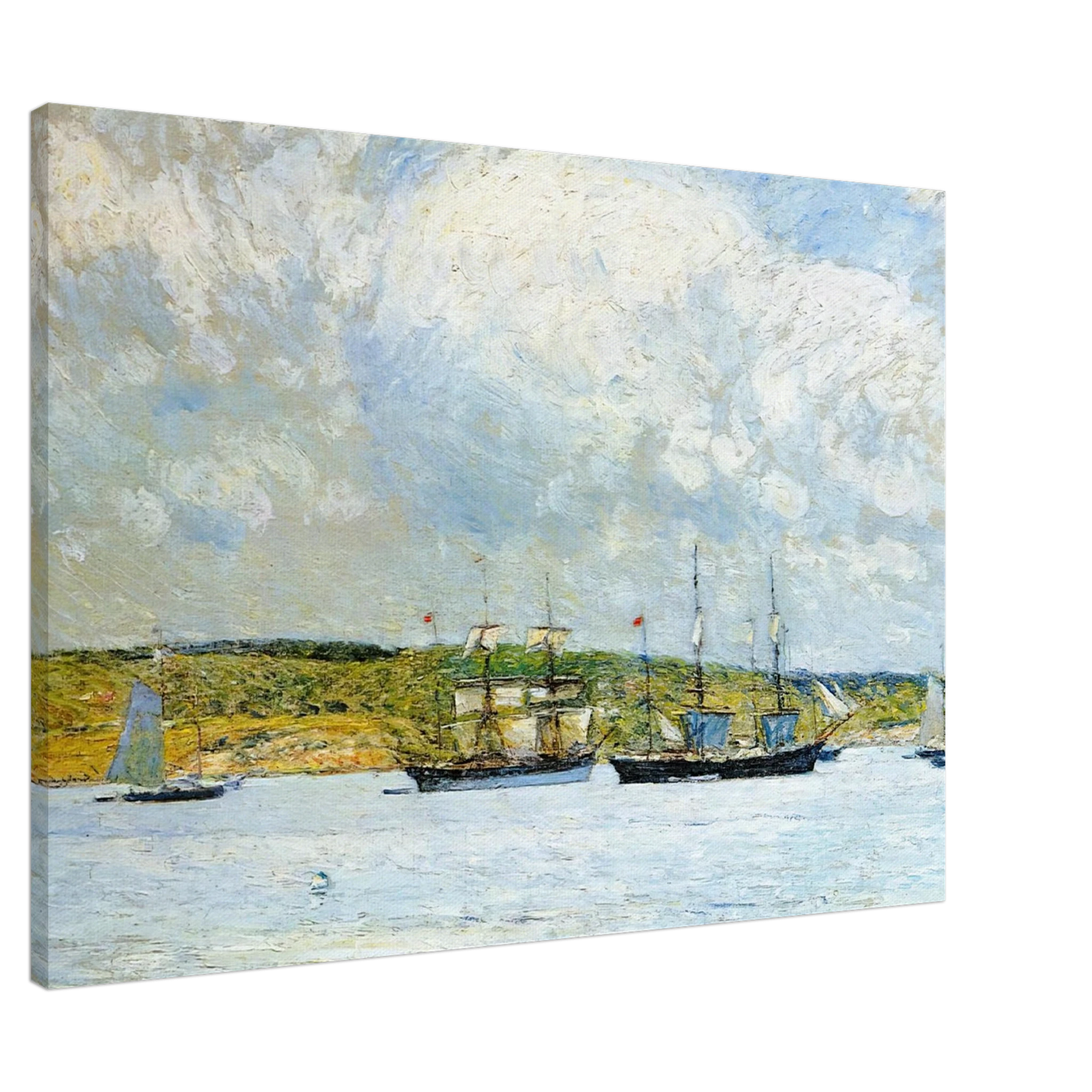 Childe Hassam - A Parade of Boats Canvas - 20x30 cm / 8x12 inches-canvas