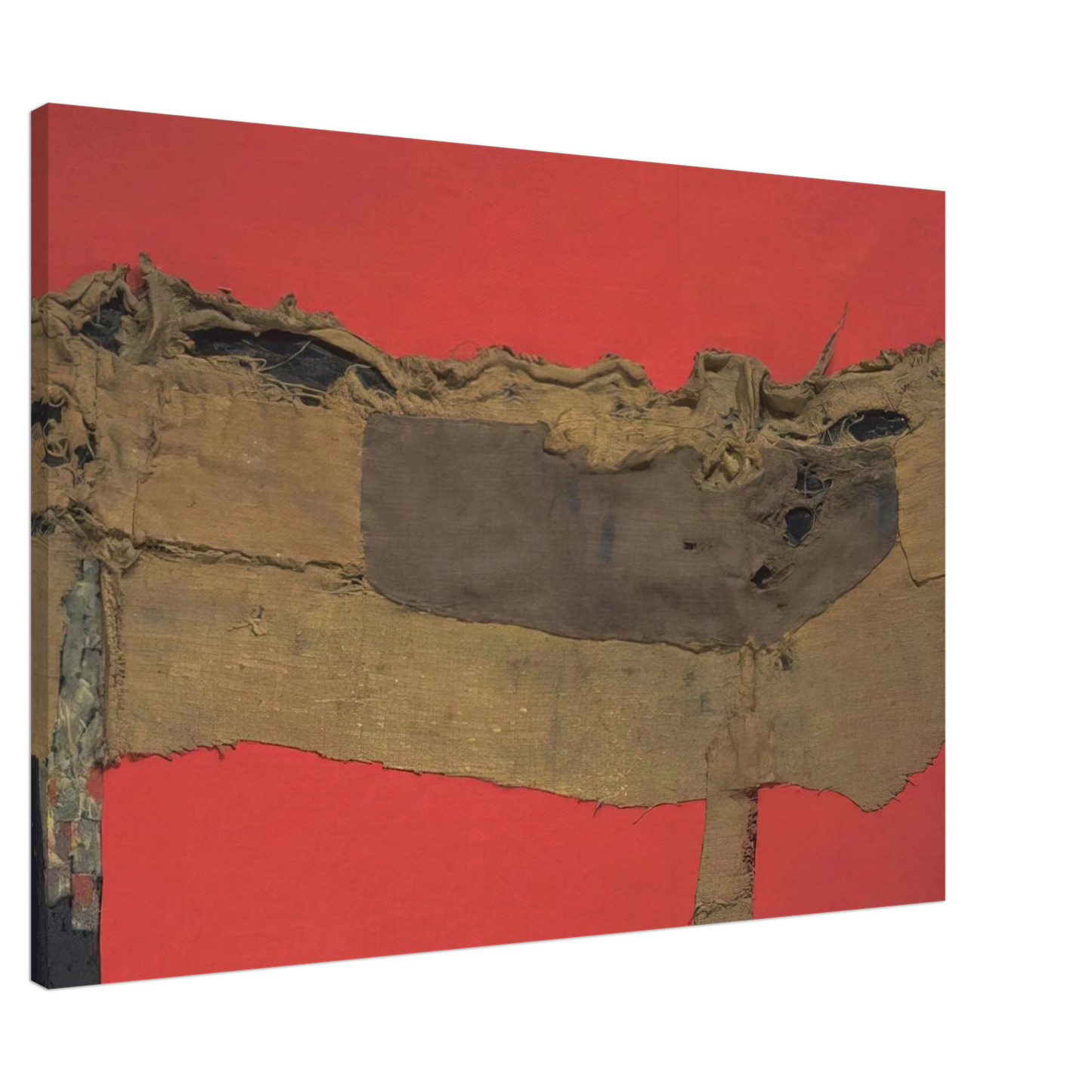 Alberto Burri - Sacking and Red - 1954 Canvas - 20x30 cm / 8x12 inches-canvas