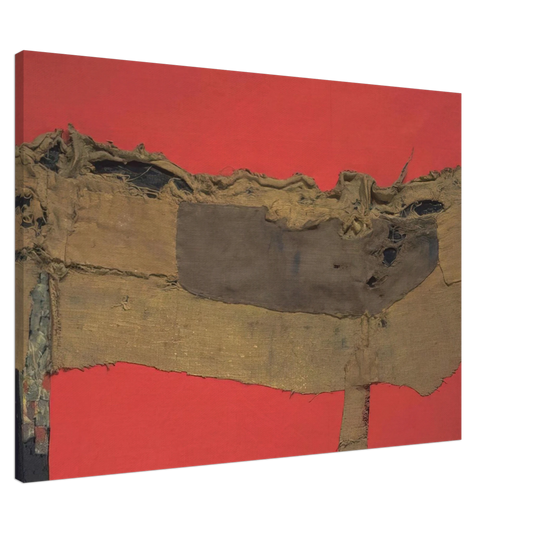 Alberto Burri - Sacking and Red - 1954 Canvas - 20x30 cm / 8x12 inches-canvas