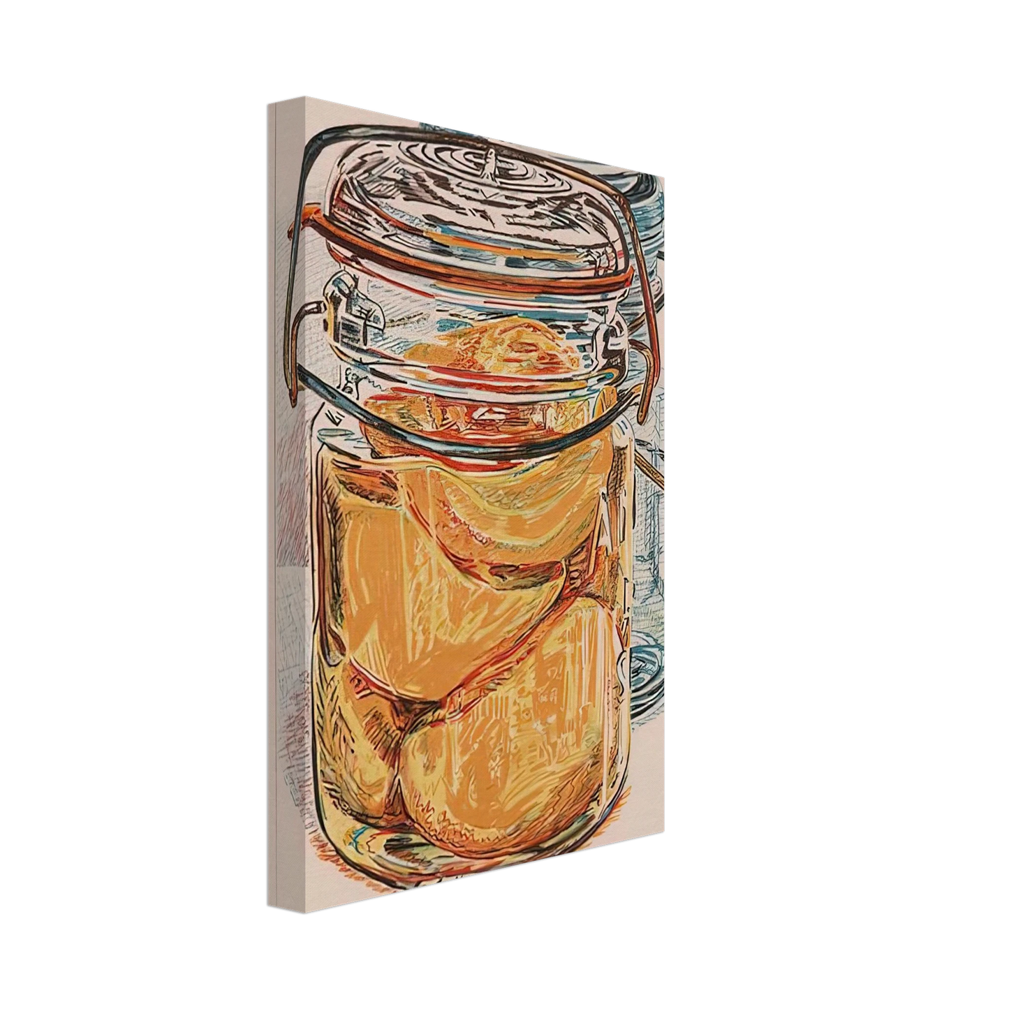 Janet Fish - PRESERVED PEACHES 1975 Canvas - 40x60 cm / 16x24 inches-canvas