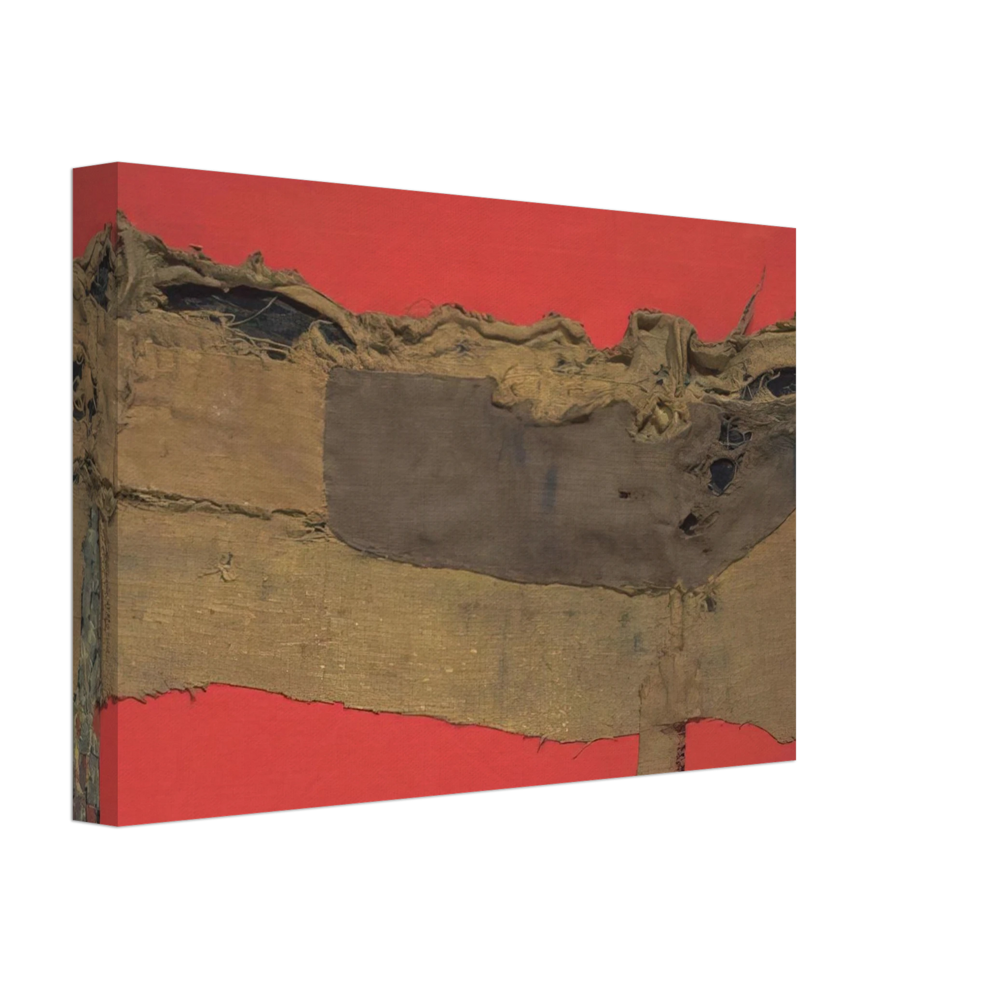 Alberto Burri - Sacking and Red - 1954 Canvas - 40x60 cm / 16x24 inches-canvas