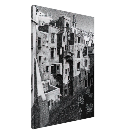 MC Escher - DILAPIDATED HOUSES IN ATRANI 1931 Canvas - 20x30 cm / 8x12 inches-canvas