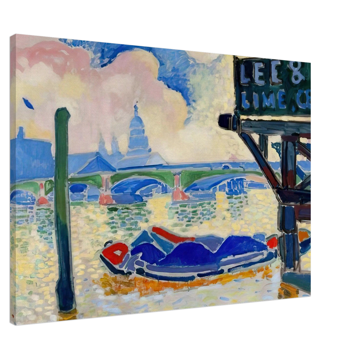 Andre Derain - BARGES ON THE THAMES 1906 0 Canvas - 20x30 cm / 8x12 inches-canvas