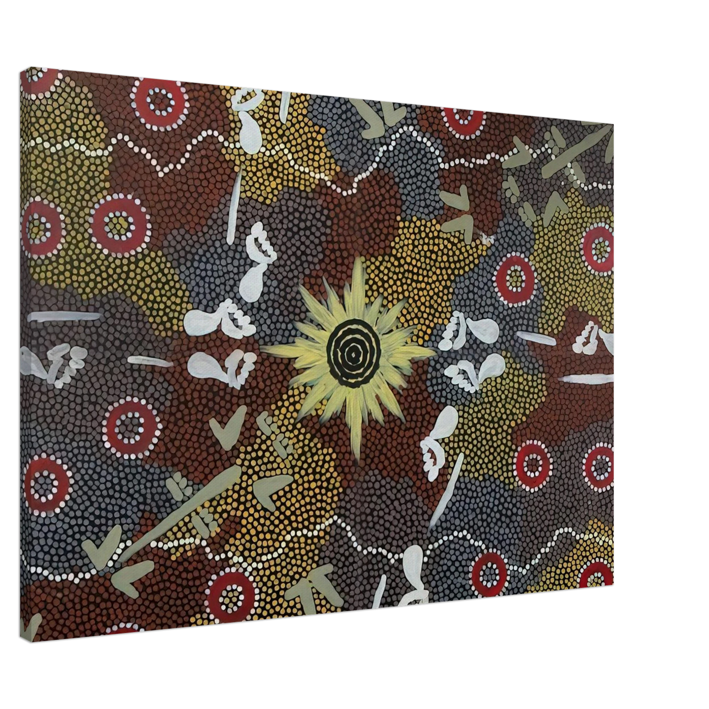 Clifford Possum Tjapaltjarri - Frog and Kangaroo Dreaming - Native Art Canvas - 20x30 cm / 8x12 inches-canvas