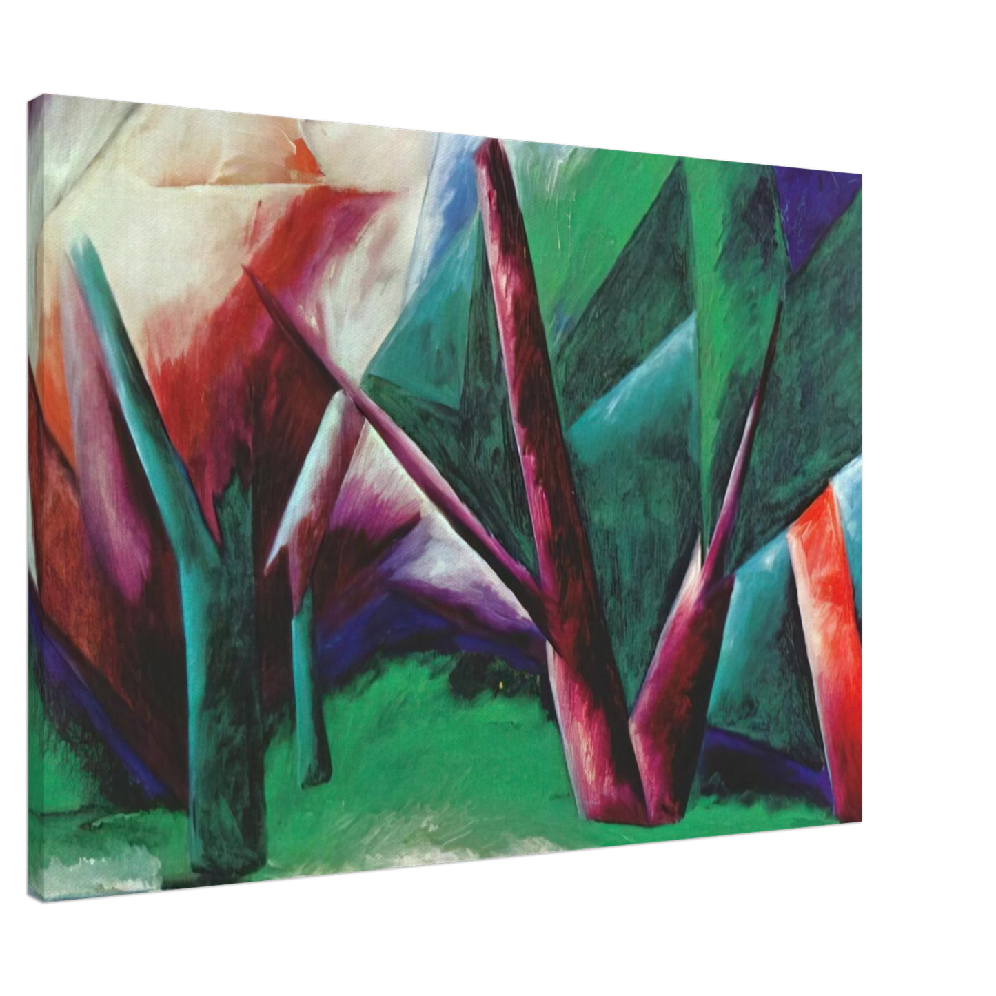 Natalia Goncharova - Forest Red-green - 1914 Canvas - 20x30 cm / 8x12 inches-canvas