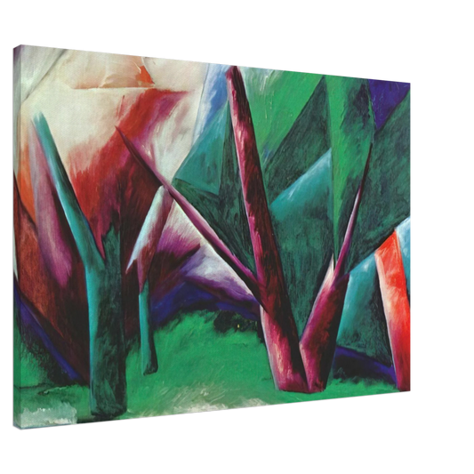 Natalia Goncharova - Forest Red-green - 1914 Canvas - 20x30 cm / 8x12 inches-canvas