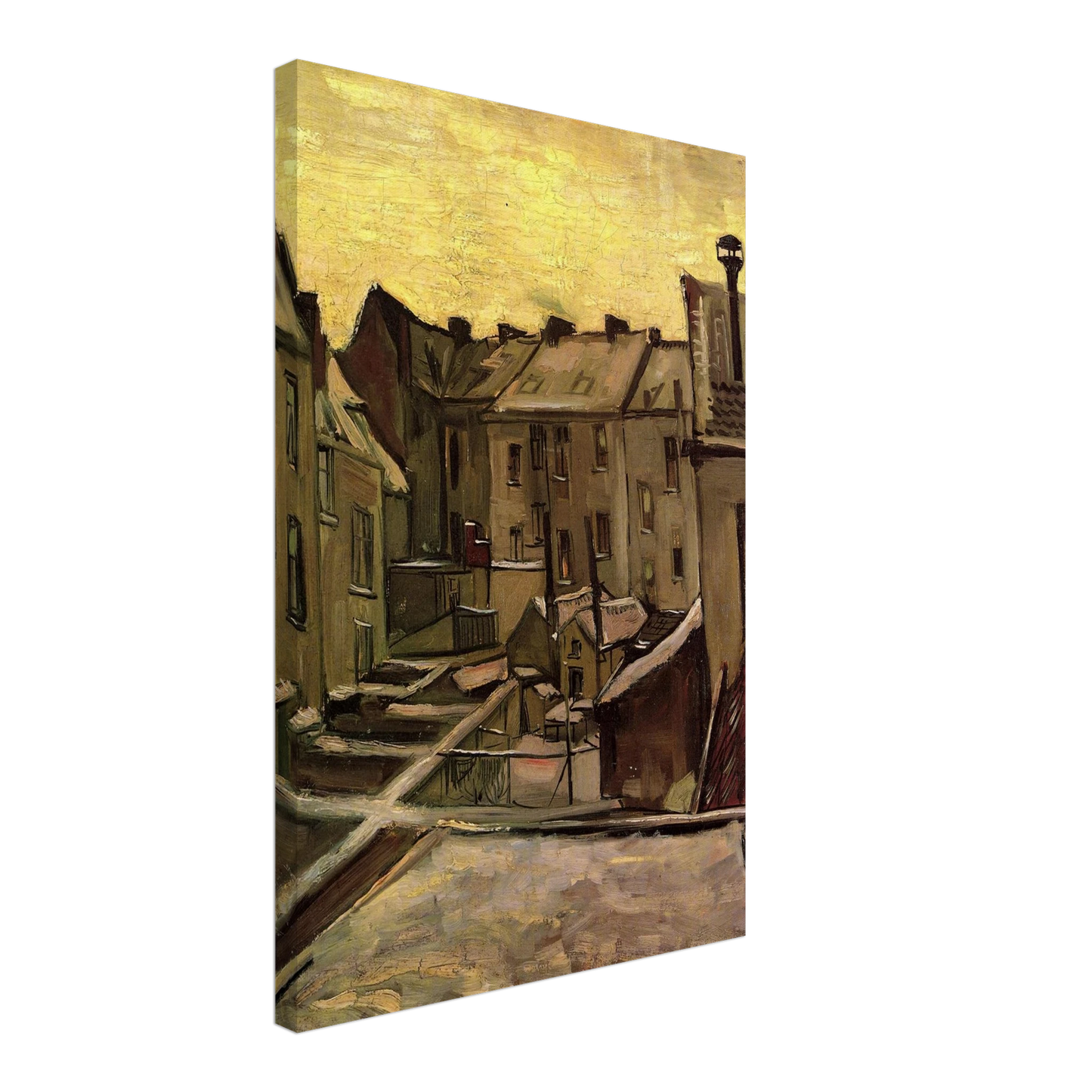 Vincent van Gogh - Backyards of Old Houses in Antwerp in the Snow Canvas - 70x100 cm / 28x40 inches-canvas